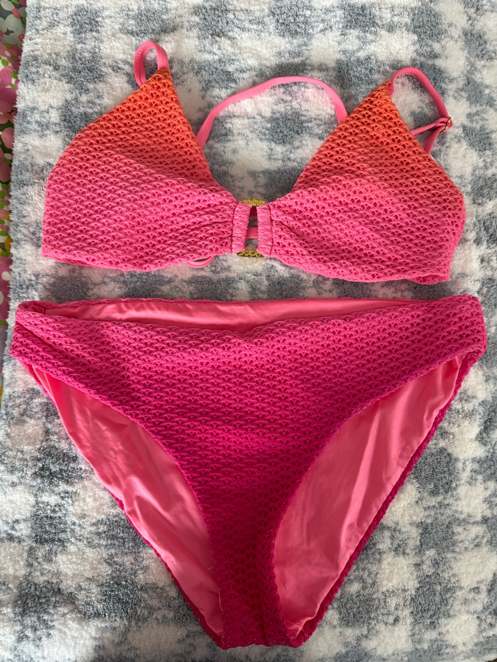 Trina Turk Hot Pink Texture Two-Piece Swim